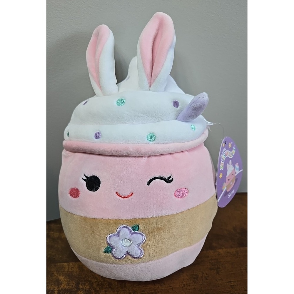 Squishmallows Suey Milkshake 8" Spring Flower Bunny Ear Easter Plush Shake NEW